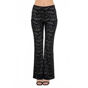 NEW FORE COLLECTION lace sheer pants in black